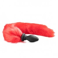 Anal Plug Vibrating with Red Tail 10 Function Remote Control Rechargeable